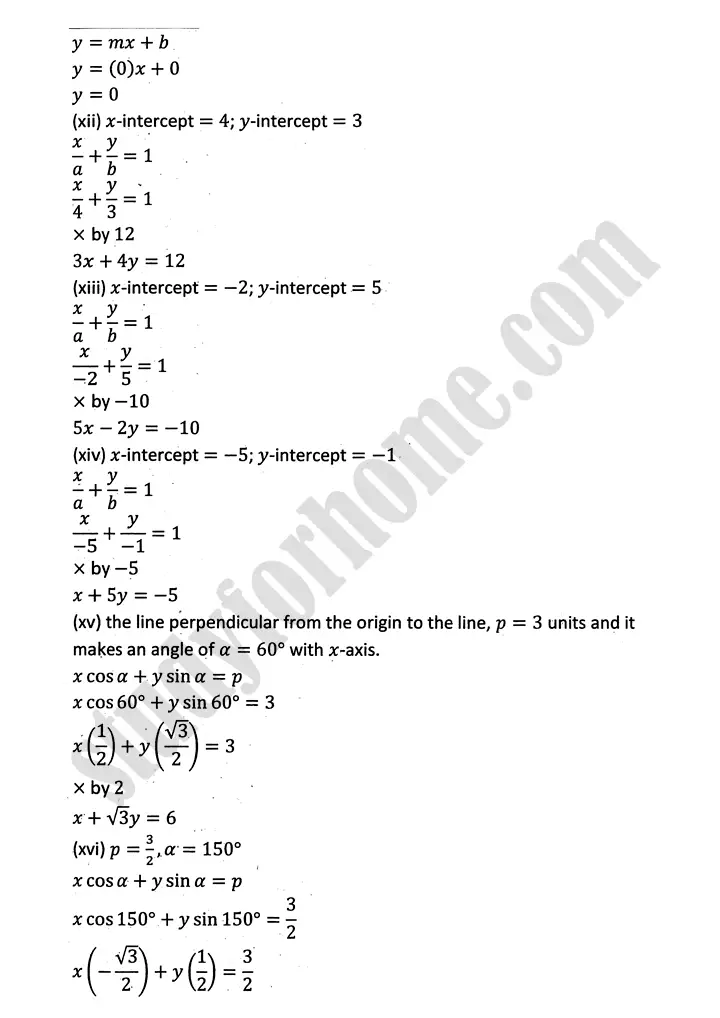 plane analytic geometry straight line exercise 7 3 mathematics 12th sindh board 06
