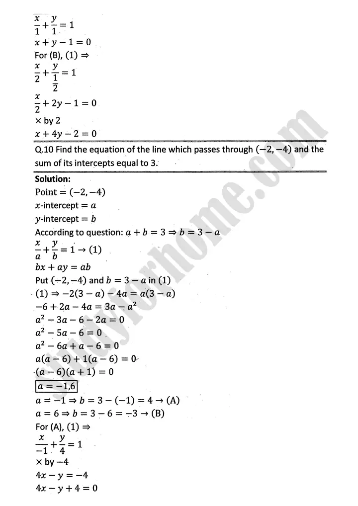 plane analytic geometry straight line exercise 7 3 mathematics 12th sindh board 10