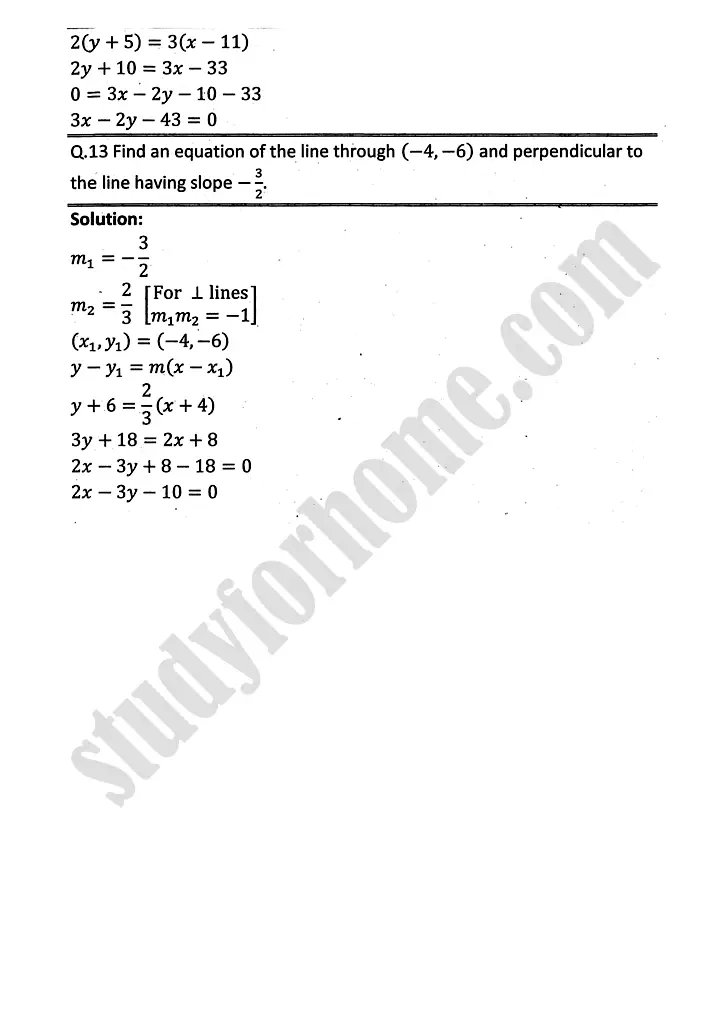 plane analytic geometry straight line exercise 7 3 mathematics 12th sindh board 12