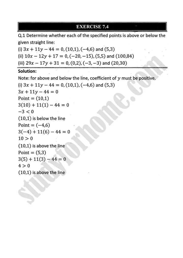 plane analytic geometry straight line exercise 7 4 mathematics 12th sindh board 01