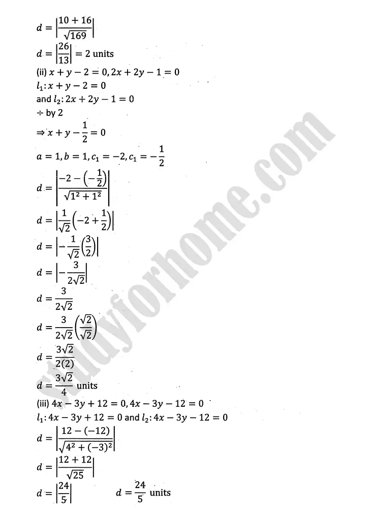 plane analytic geometry straight line exercise 7 4 mathematics 12th sindh board 04