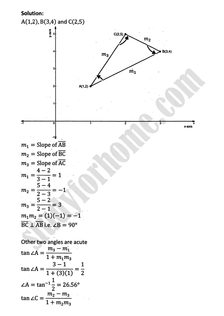 plane analytic geometry straight line exercise 7 5 mathematics 12th sindh board 11