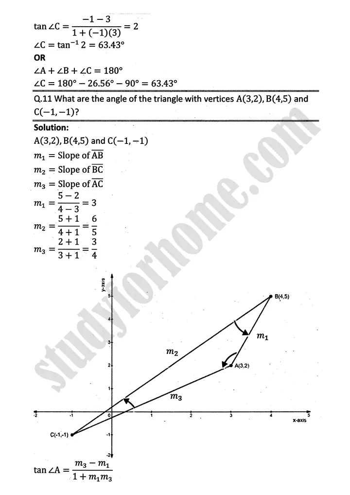plane analytic geometry straight line exercise 7 5 mathematics 12th sindh board 12