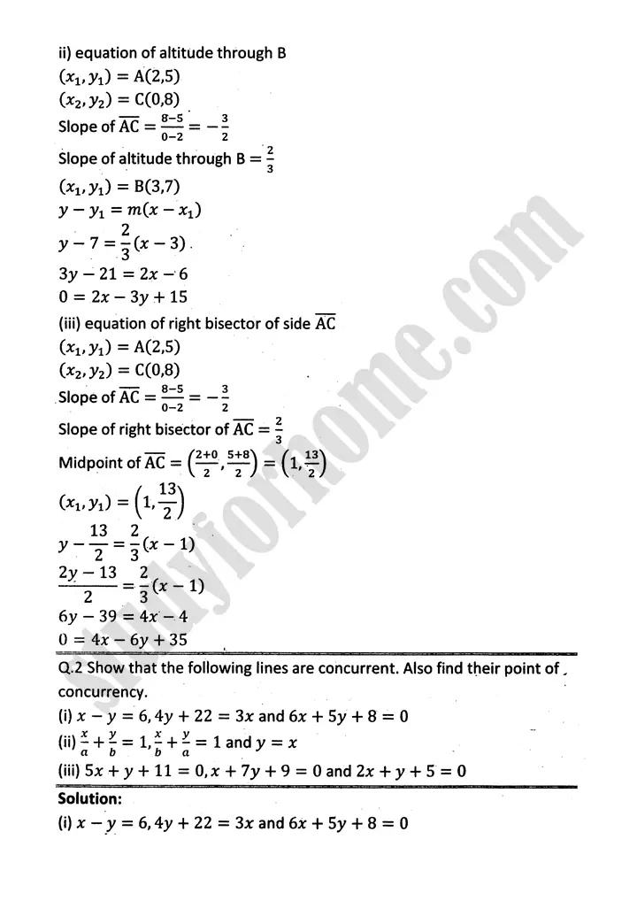 plane analytic geometry straight line exercise 7 6 mathematics 12th sindh board 02