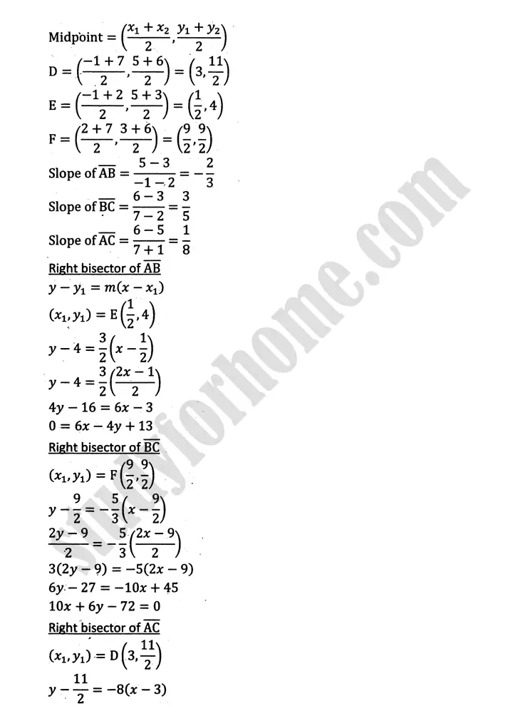 plane analytic geometry straight line exercise 7 6 mathematics 12th sindh board 06