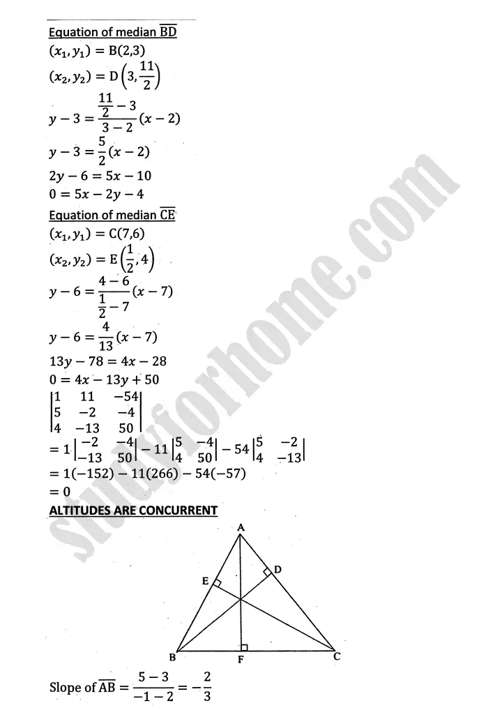 plane analytic geometry straight line exercise 7 6 mathematics 12th sindh board 08