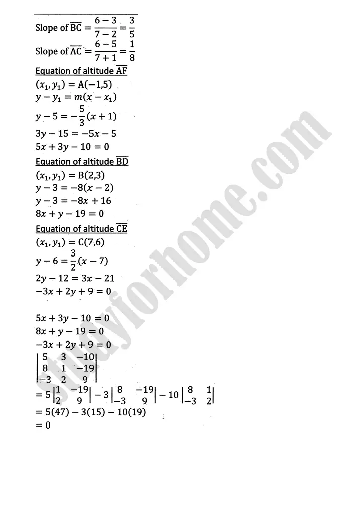 plane analytic geometry straight line exercise 7 6 mathematics 12th sindh board 09