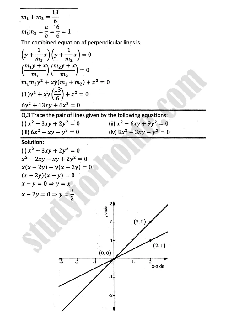 plane analytic geometry straight line exercise 7 8 mathematics 12th sindh board 08