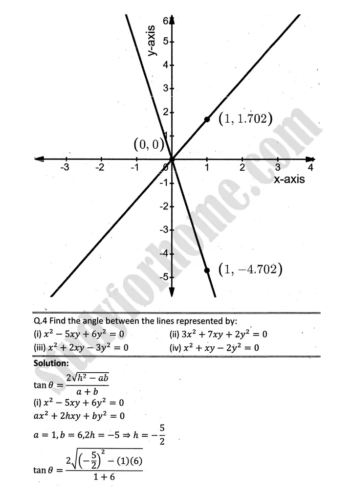 plane analytic geometry straight line exercise 7 8 mathematics 12th sindh board 11