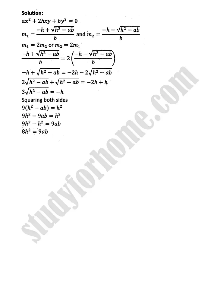 plane analytic geometry straight line exercise 7 8 mathematics 12th sindh board 13