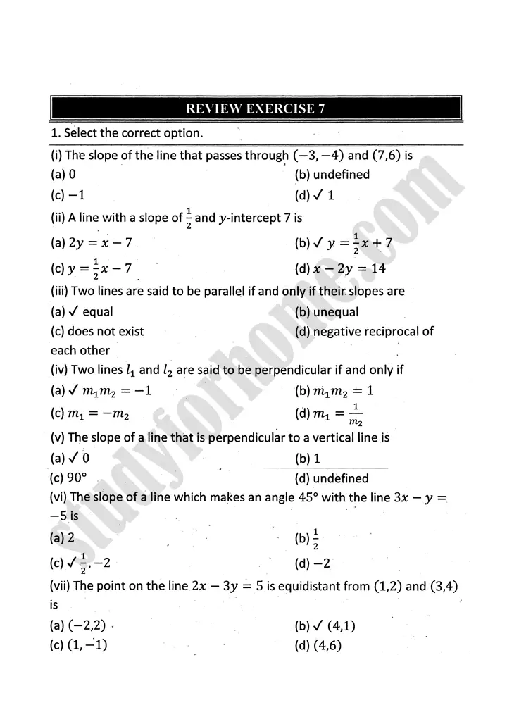 plane-analytic-geometry-straight-line-review-exercise-7-mathematics-12th-sindh-board