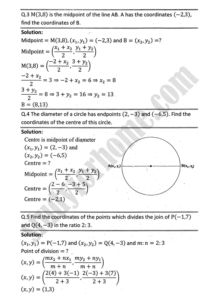 plane analytic geometry straight line review exercise 7 mathematics 12th sindh board 03