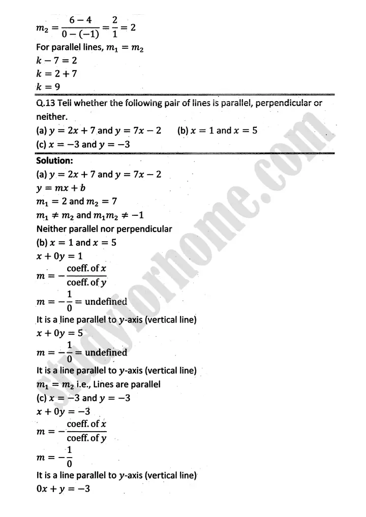 plane analytic geometry straight line review exercise 7 mathematics 12th sindh board 07