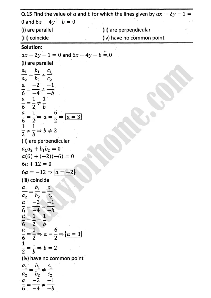 plane analytic geometry straight line review exercise 7 mathematics 12th sindh board 09