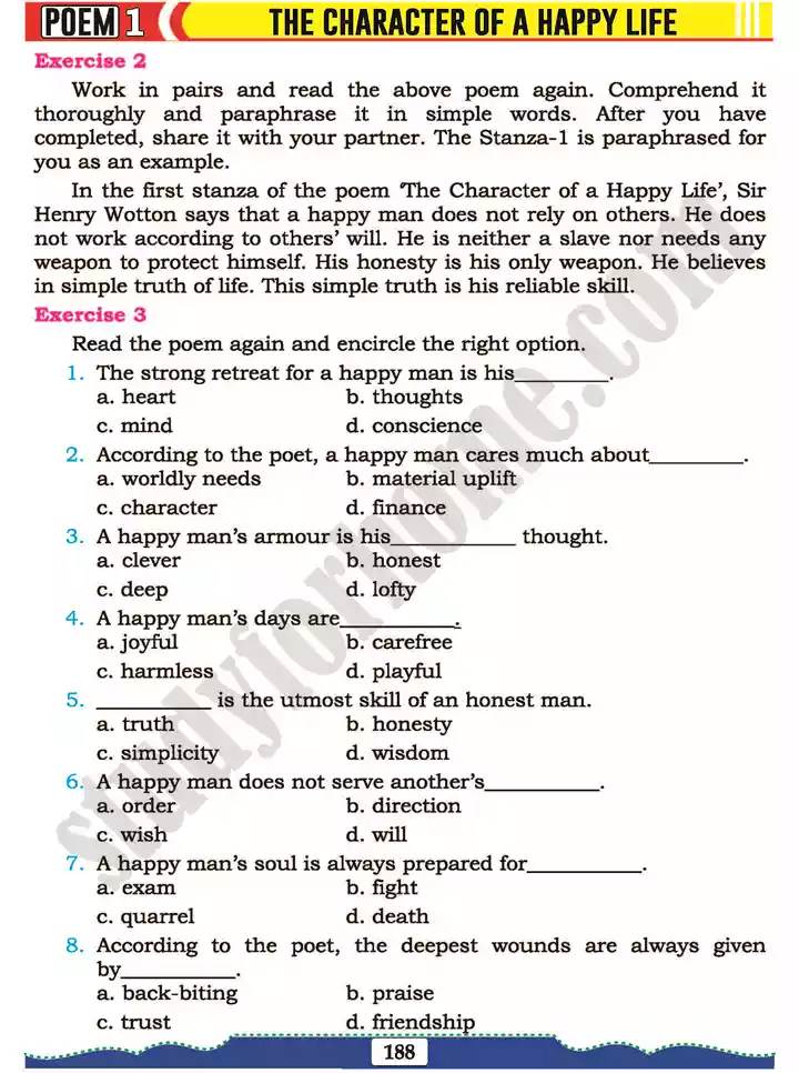 poem 1 the character of happy life english 11th text book 04