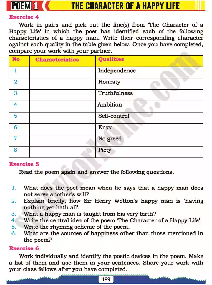 poem 1 the character of happy life english 11th text book 05