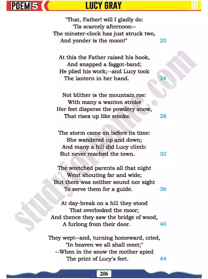 poem 5 lucy gray english 11th text book 03