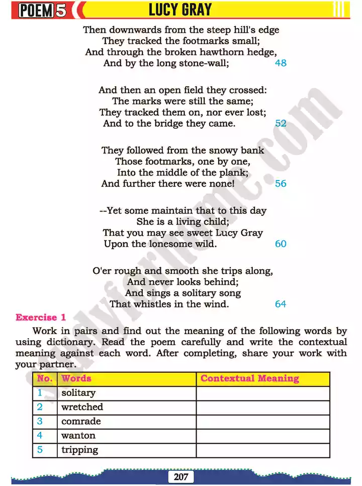 poem 5 lucy gray english 11th text book 04