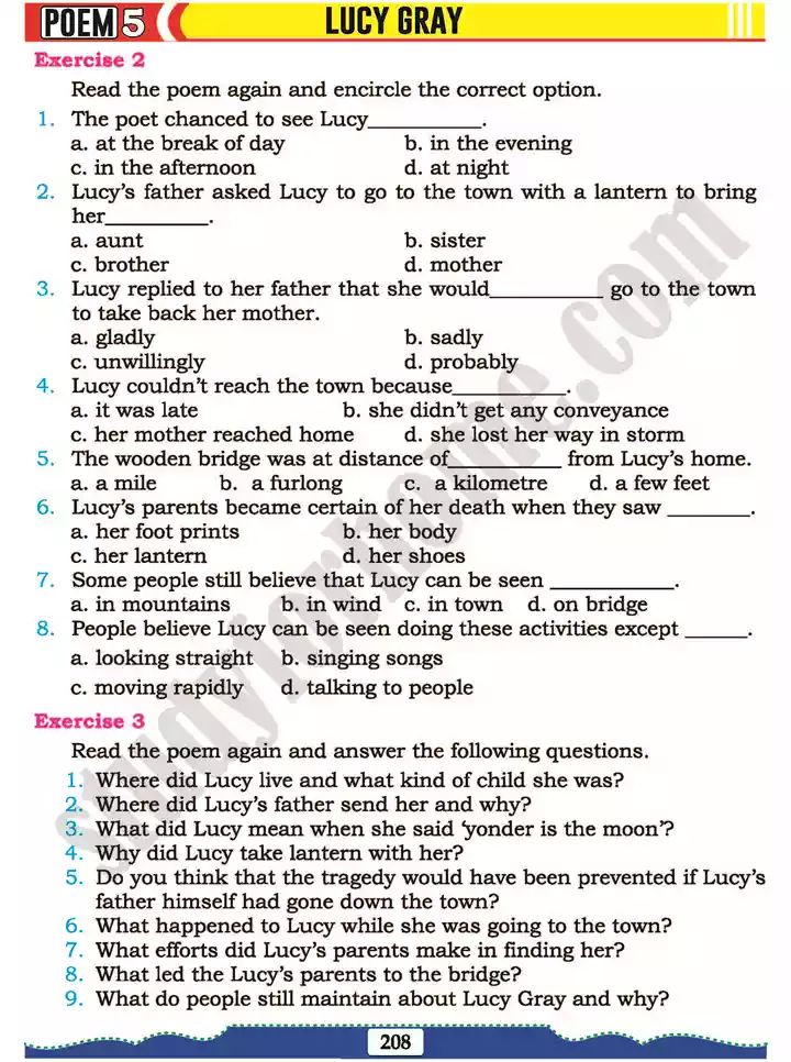 poem 5 lucy gray english 11th text book 05