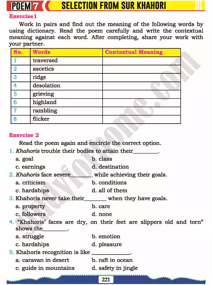 poem 7 surr khahori english 11th text book 03