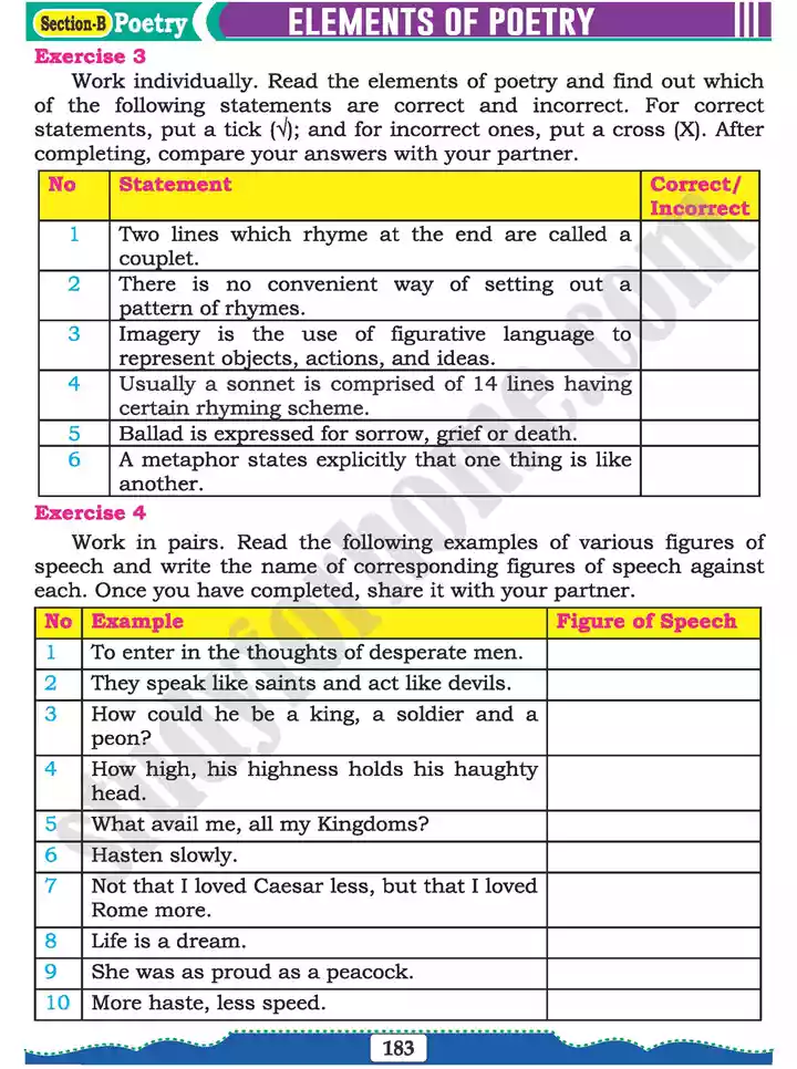 section b elements of poetry english 11th text book 07