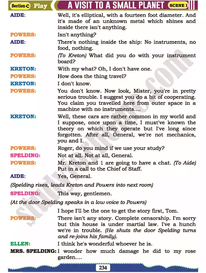 section c play a visit to a small planet english 11th text book 11