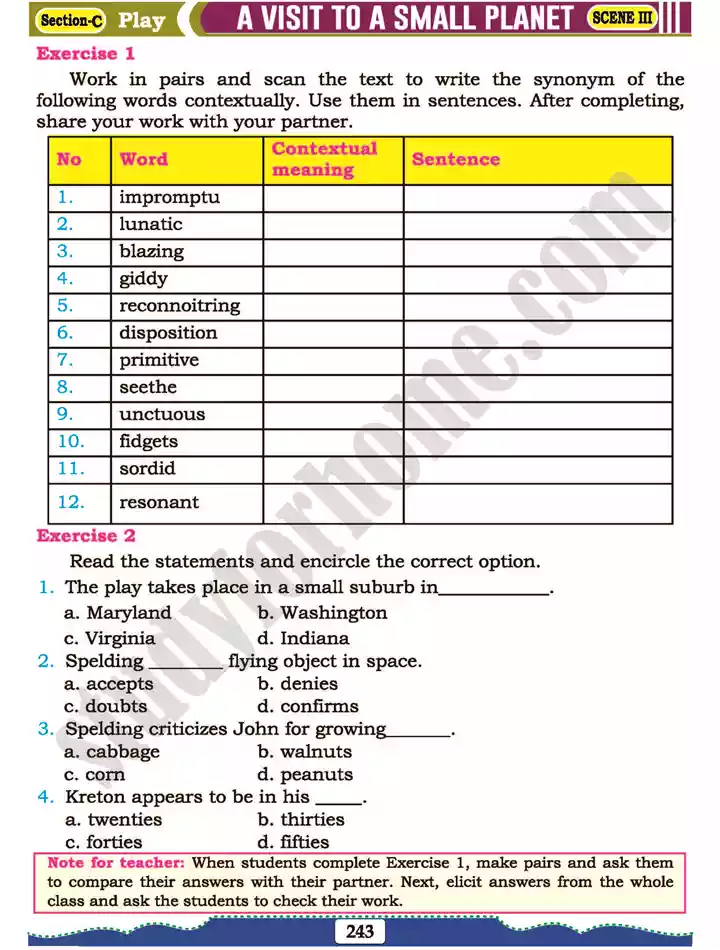 section c play a visit to a small planet english 11th text book 20