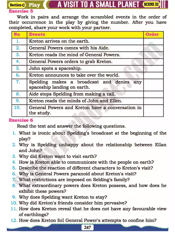 section c play a visit to a small planet english 11th text book 24