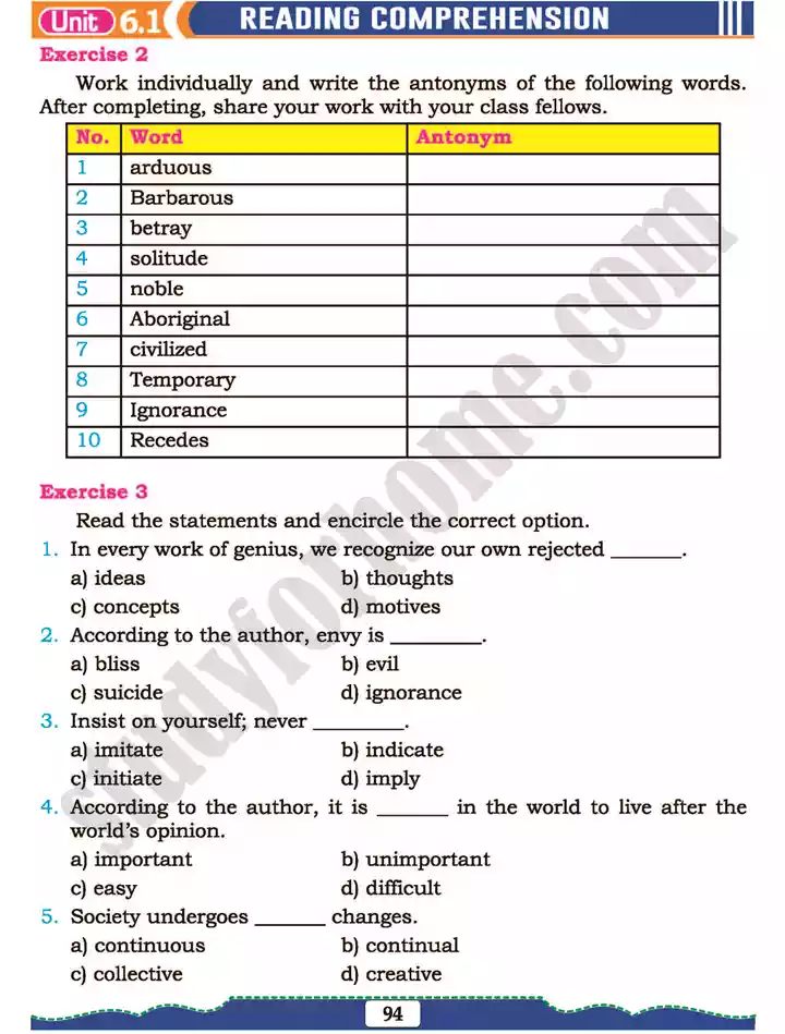 unit 6 respecting self others english 11th text book 05